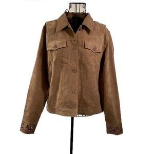 (relativity) | Brown Suede Leather Embroidered Jacket